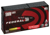 Federal AE9SJ2 American Eagle Syntech Pistol Ammo 9MM 124Gr, 1050fps, Total Synthetic Jacket 50 Rnd Per Box