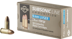 PPU PPS9mm Rifle Ammo 9mm Luger Subsonic FMJ 158gr