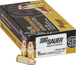 Sig Sauer E9MMB2-50 Elite Performance Pistol Ball Ammo 9MM, 124GR, FMJ, 1165fps, 50 Rnd, Boxed